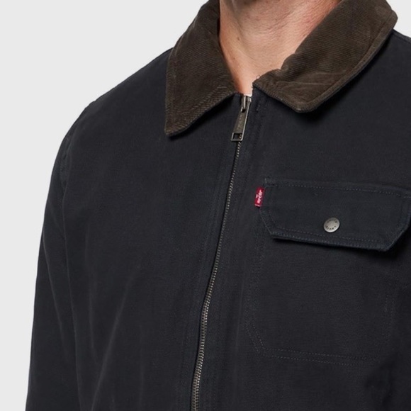 Levi's Black Jacket with Tan Collar - Picture 3 of 4